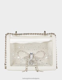 прозрачна конвертируема чанта с панделка от кристали бялоBetsey Johnson Жени аксесоари B002P225