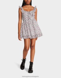 ретро бяла мини рокля на цветя мултиBetsey Johnson Жени облекло B002P300