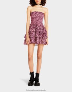 ретро мини рокля без презрамки на цветя розовоBetsey Johnson Жени облекло B002P294