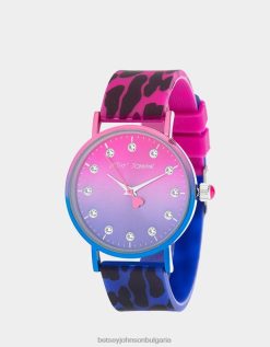 часовник betsey time ombre леопард розово мултиBetsey Johnson Жени бижута B002P359